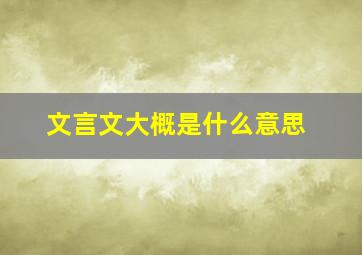 文言文大概是什么意思