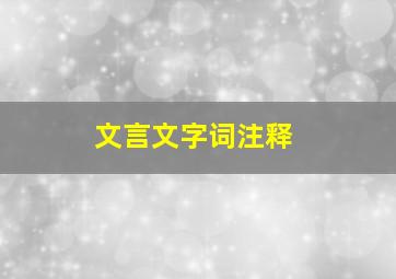 文言文字词注释