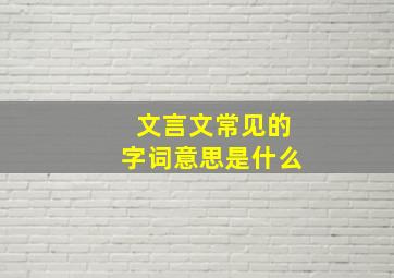 文言文常见的字词意思是什么