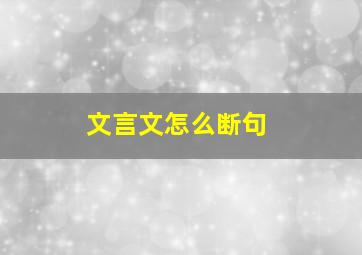 文言文怎么断句