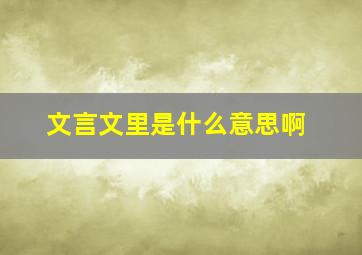 文言文里是什么意思啊