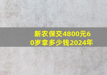 新农保交4800元60岁拿多少钱2024年