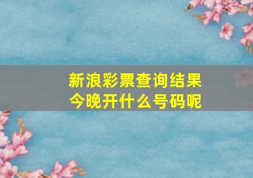 新浪彩票查询结果今晚开什么号码呢