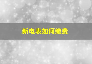 新电表如何缴费