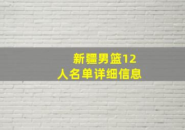 新疆男篮12人名单详细信息