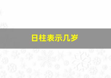 日柱表示几岁