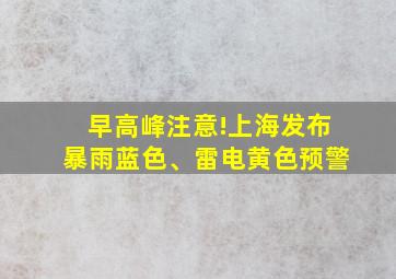 早高峰注意!上海发布暴雨蓝色、雷电黄色预警