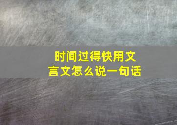 时间过得快用文言文怎么说一句话