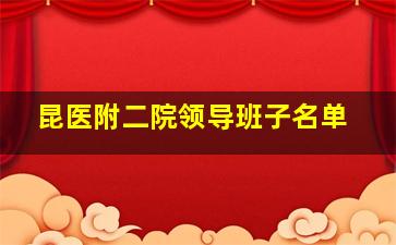 昆医附二院领导班子名单