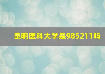 昆明医科大学是985211吗