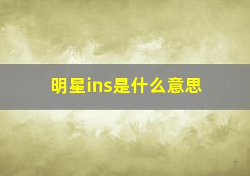 明星ins是什么意思