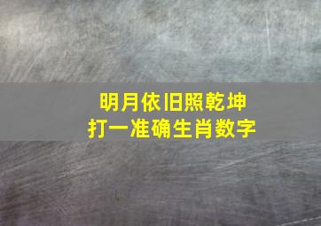 明月依旧照乾坤打一准确生肖数字