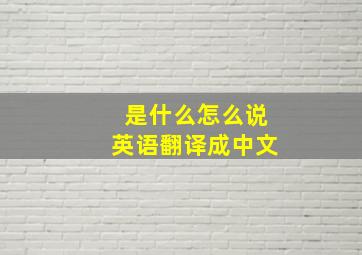 是什么怎么说英语翻译成中文