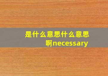 是什么意思什么意思啊necessary