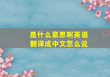 是什么意思啊英语翻译成中文怎么说