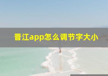 晋江app怎么调节字大小