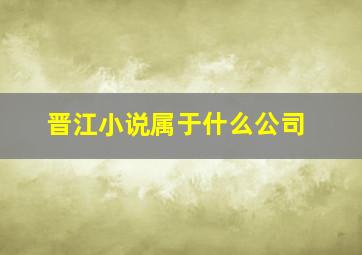 晋江小说属于什么公司