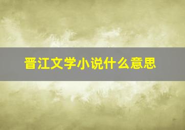 晋江文学小说什么意思