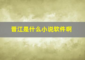 晋江是什么小说软件啊