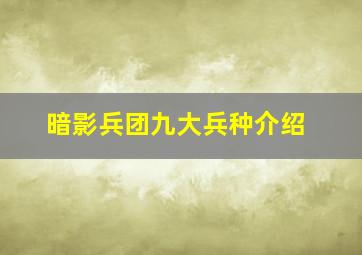 暗影兵团九大兵种介绍