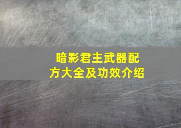 暗影君主武器配方大全及功效介绍