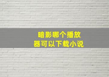 暗影哪个播放器可以下载小说