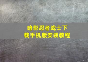 暗影忍者战士下载手机版安装教程