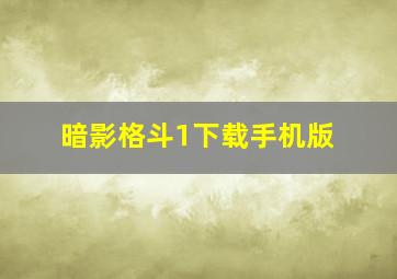 暗影格斗1下载手机版