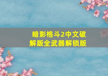 暗影格斗2中文破解版全武器解锁版