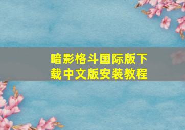 暗影格斗国际版下载中文版安装教程