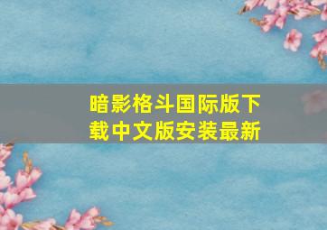 暗影格斗国际版下载中文版安装最新