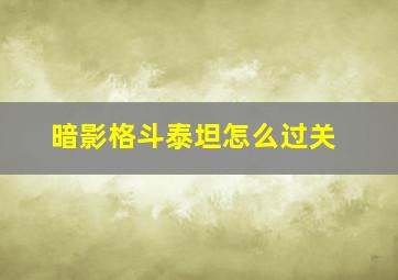 暗影格斗泰坦怎么过关