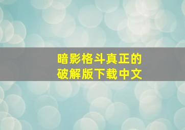 暗影格斗真正的破解版下载中文