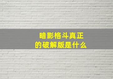 暗影格斗真正的破解版是什么