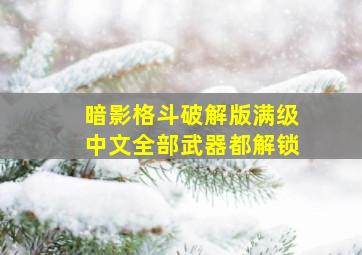 暗影格斗破解版满级中文全部武器都解锁