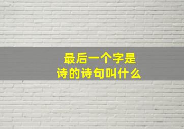 最后一个字是诗的诗句叫什么