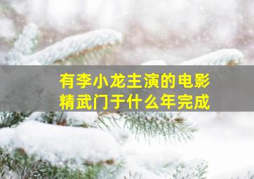 有李小龙主演的电影精武门于什么年完成