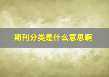 期刊分类是什么意思啊