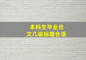 本科生毕业论文几级标题合适