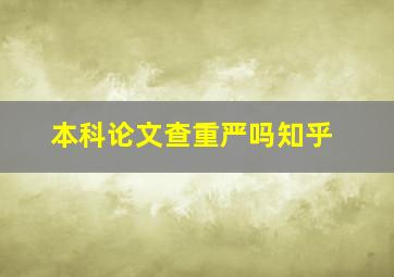 本科论文查重严吗知乎