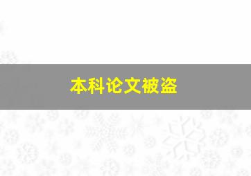 本科论文被盗