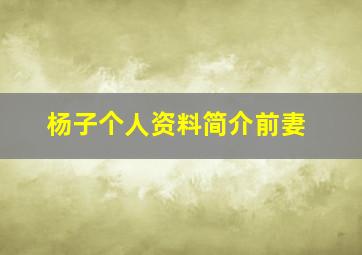 杨子个人资料简介前妻