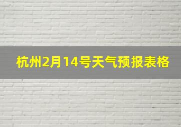 杭州2月14号天气预报表格