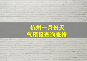 杭州一月份天气预报查询表格