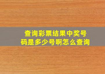 查询彩票结果中奖号码是多少号啊怎么查询