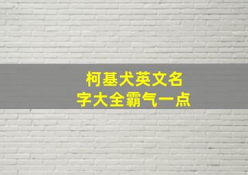 柯基犬英文名字大全霸气一点