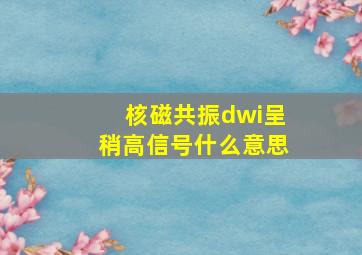 核磁共振dwi呈稍高信号什么意思