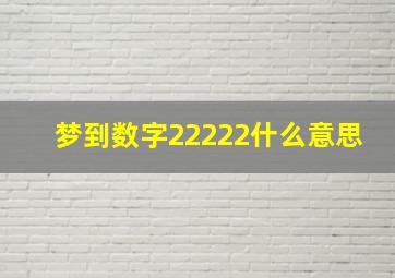 梦到数字22222什么意思