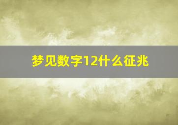 梦见数字12什么征兆