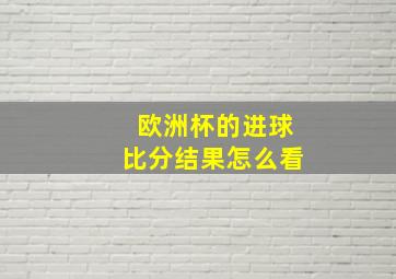 欧洲杯的进球比分结果怎么看